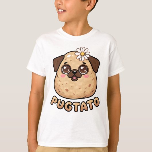 Cute Pugtato Funny Pug Potato Pun Kawaii Kids T-Sh Tシャツ (正面)