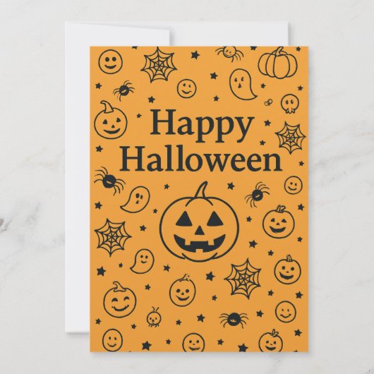 Cute Pumpkin Carving Party Halloween Doodles 招待状 (裏面)