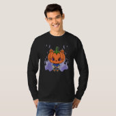 Cute Pumpkin Cat And Horror Pizza Feline For Hallo Tシャツ (正面フル)