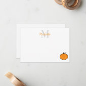 Cute Pumpkin Drawing Personalized Monogram ノートカード (正面/裏面インサイチュ)
