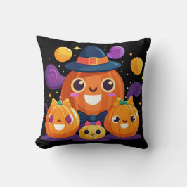 Cute Pumpkin Family Halloween Vector Art  クッション