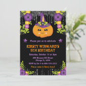 Cute Pumpkin Floral Halloween Birthday 招待状 (スタンド正面)