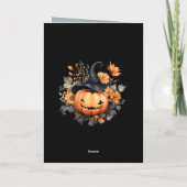 Cute Pumpkin Ghost Floral Photo Happy Halloween カード (裏面)
