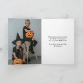 Cute Pumpkin Ghost Floral Photo Happy Halloween カード (内部)