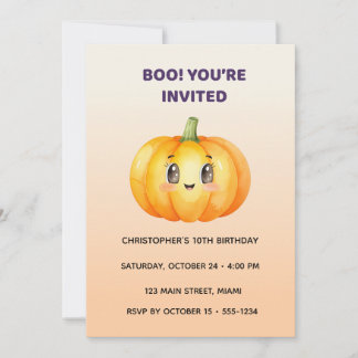 Cute Pumpkin Halloween Birthday Invitation | Kids 招待状