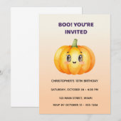Cute Pumpkin Halloween Birthday Invitation | Kids 招待状 (正面/裏面)