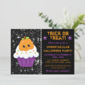 Cute Pumpkin Halloween Cupcake Party 招待状 (スタンド正面)