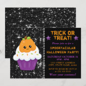 Cute Pumpkin Halloween Cupcake Party 招待状 (正面/裏面)