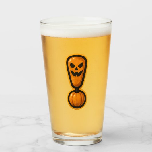 Cute Pumpkin Halloween Exclamation Mark Glass タンブラーグラス (ドリンク正面)