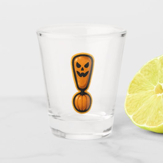 Cute Pumpkin Halloween Exclamation Shot Glass ショットグラス (正面)