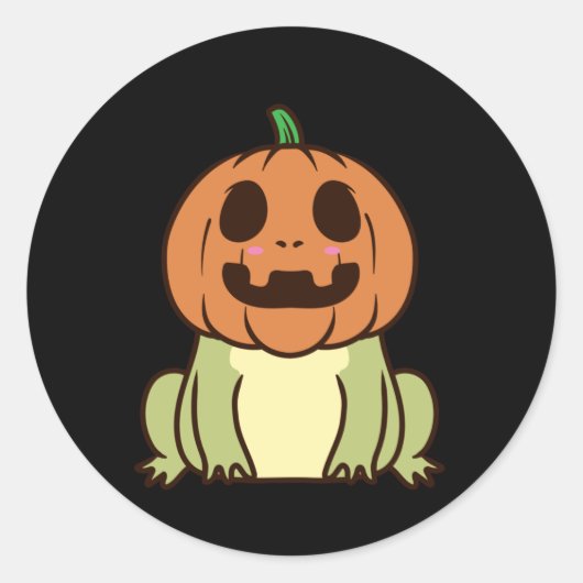 Cute Pumpkin Halloween Frog ラウンドシール (正面)