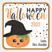 Cute Pumpkin Halloween Gift Sticker & Labels スクエアシール (正面)