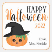 Cute Pumpkin Halloween Gift Sticker & Labels スクエアシール (正面)