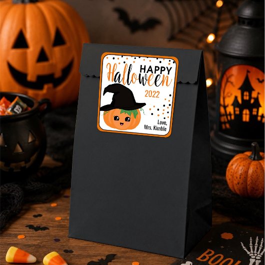 Cute Pumpkin Halloween Gift Sticker & Labels スクエアシール