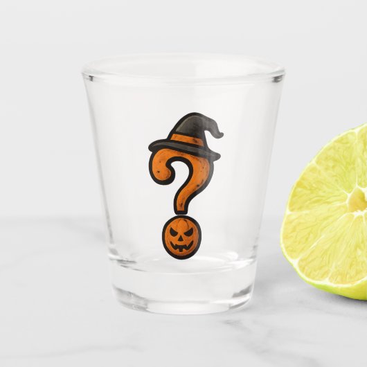 Cute Pumpkin Halloween Question Mark Shot Glass ショットグラス (正面)