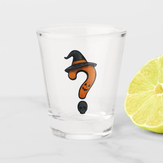 Cute Pumpkin Halloween Question Mark Shot Glass ショットグラス (正面)