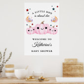 Cute Pumpkin Is On The Way | Halloween Baby Shower ポスター (キッチン)
