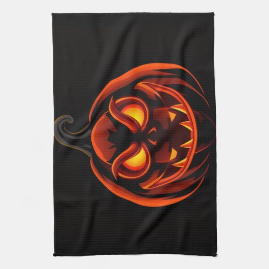 Cute Pumpkin Monster Halloween Kitchen Towel キッチンタオル (縦)