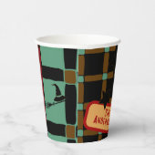 Cute Pumpkin Orange Retro Jack-o’-Lantern Witch  紙コップ (右)
