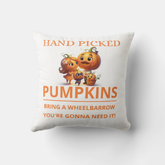Cute Pumpkin Patch Kids Hand Picked Pumpkins Throw クッション