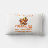 Cute Pumpkin Patch Kids Hand Picked Pumpkins Throw ランバークッション (裏面)