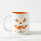Cute Pumpkin Smile Halloween ツートーンマグカップ (左)