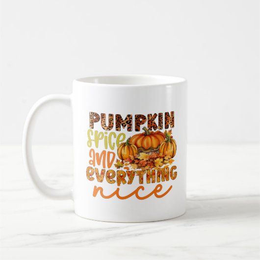 Cute pumpkin spice word art コーヒーマグカップ (左)