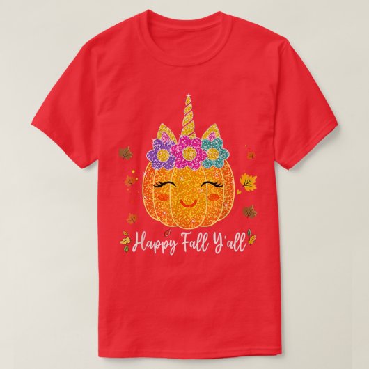 Cute Pumpkin Unicorn Halloween Thanksgiving Tシャツ (デザイン正面)