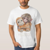 Cute punch Baby Monkey Hugging Plush Toy Punch Tシャツ (正面)