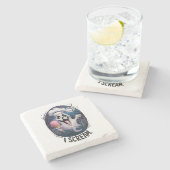 Cute Punny Ghost Ice Cream Halloween Coaster ストーンコースター (横)