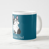 Cute Pup, medium dark blue ジャンボコーヒーマグカップ (正面右)