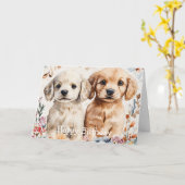 Cute Puppies カード (黄色い花)