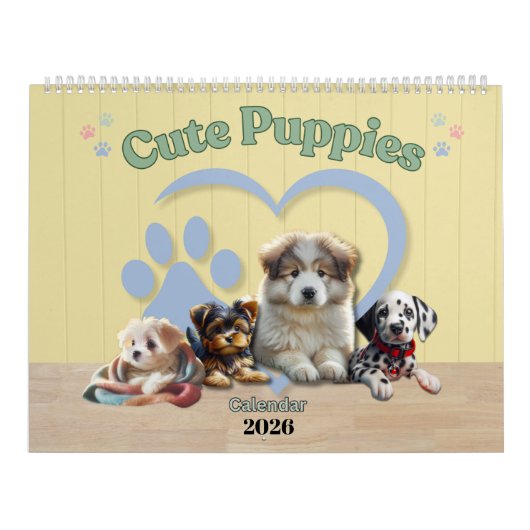 Cute Puppies 2026 Calendar カレンダー (カバー)