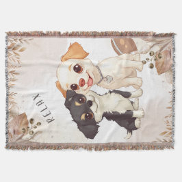 Cute Puppies and Football Design スローブランケット