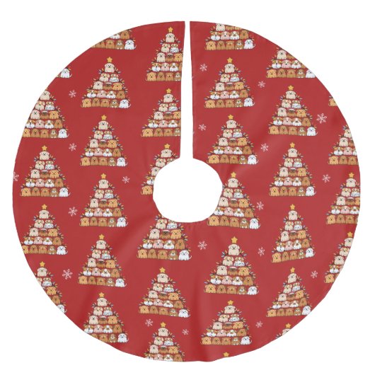 cute puppies Christmas tree dog lover ブラッシュドポリエステルツリースカート (正面)