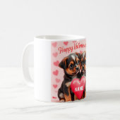 Cute puppies Happy Valentine's day personalized コーヒーマグカップ (正面左)