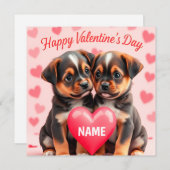 Cute puppies Happy Valentine's day personalized シーズンカード (正面/裏面)
