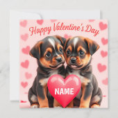 Cute puppies Happy Valentine's day personalized シーズンカード (正面)