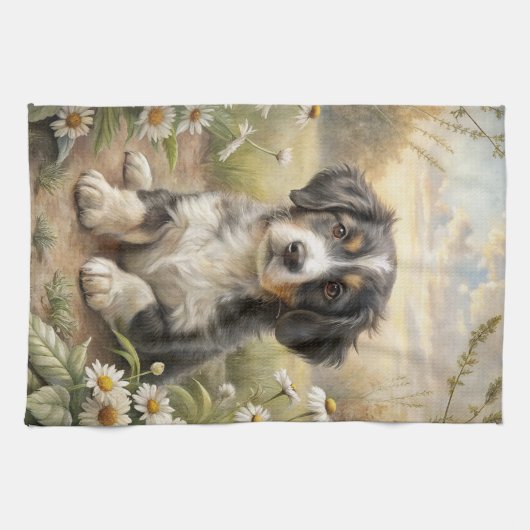 Cute Puppy キッチンタオル (横)