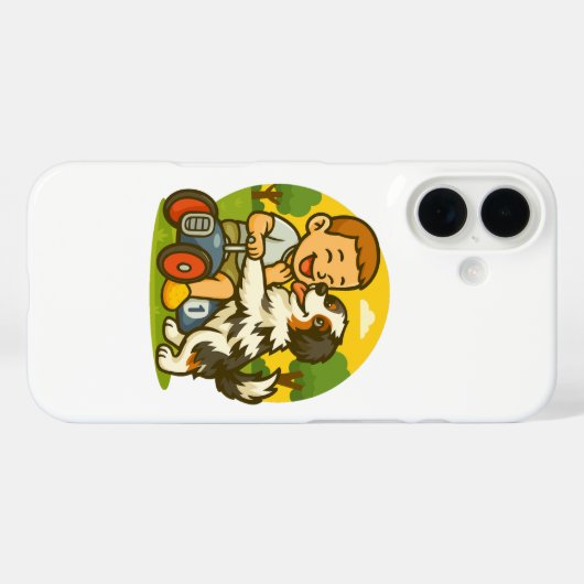 Cute Puppy and Kid Playtime Case-Mate iPhoneケース (裏面 (横))