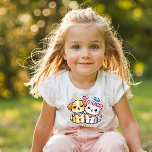 Cute Puppy and Kitty Y2K Kids Tee トドラーTシャツ