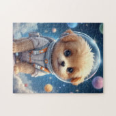 Cute Puppy Astronaut in Space Jigsaw Puzzle ジグソーパズル (横)