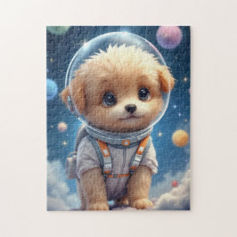 Cute Puppy Astronaut in Space Jigsaw Puzzle ジグソーパズル