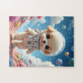 Cute Puppy Astronaut on a Pastel Planet Jigsaw Puz ジグソーパズル (横)
