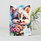 Cute Puppy Birthday Card with Flowers カード (スタンド正面)