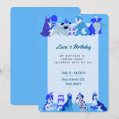 Cute Puppy Birthday Invitation for Boys 招待状 (正面/裏面)