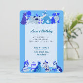 Cute Puppy Birthday Invitation for Boys 招待状 (スタンド正面)