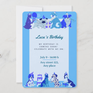 Cute Puppy Birthday Invitation for Boys 招待状