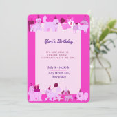 Cute Puppy Birthday Invitation for Girls 招待状 (スタンド正面)