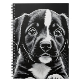 Cute Puppy - Black and White Design - Notebook ノートブック